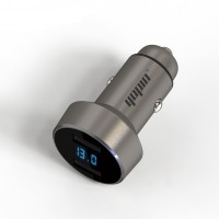 high speed 2usb car charger hot sale shenchuang,2018 innovative trend zinc alloy smart led display voltmeter car charger